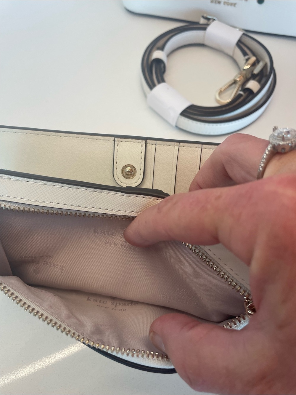 Kate Spade Darcy Small Bucket bag and wallet- cream multi studded gem accent - Picture 7 of 10